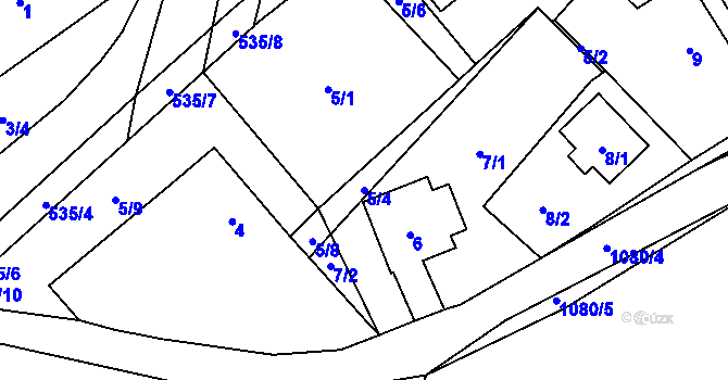 Parcela st. 5/4 v KÚ Horky u Tábora, Katastrální mapa