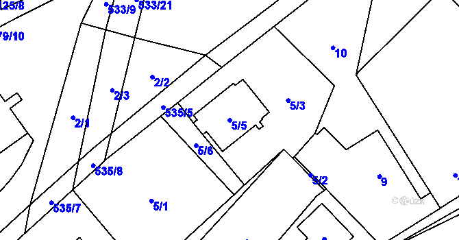 Parcela st. 5/5 v KÚ Horky u Tábora, Katastrální mapa