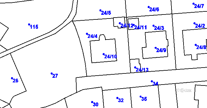 Parcela st. 24/10 v KÚ Horky u Tábora, Katastrální mapa