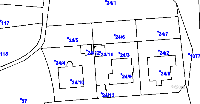 Parcela st. 24/11 v KÚ Horky u Tábora, Katastrální mapa