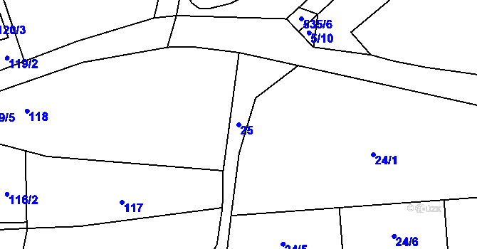 Parcela st. 25 v KÚ Horky u Tábora, Katastrální mapa