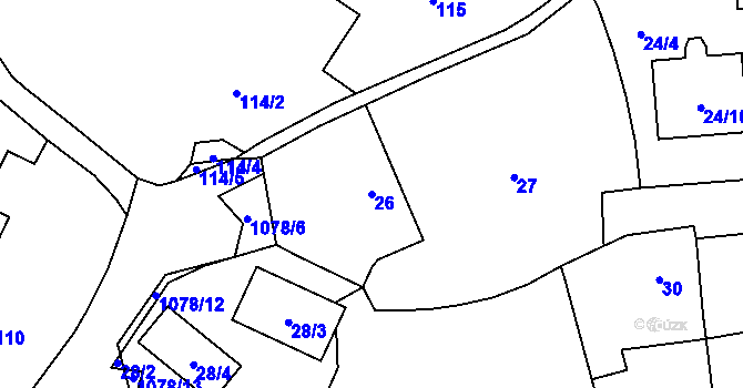 Parcela st. 26 v KÚ Horky u Tábora, Katastrální mapa