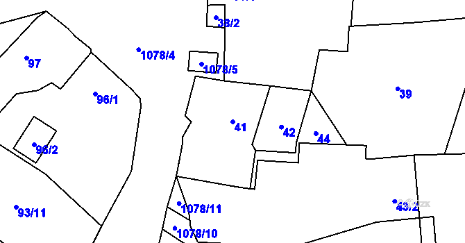 Parcela st. 41 v KÚ Horky u Tábora, Katastrální mapa
