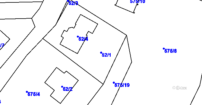 Parcela st. 52/1 v KÚ Horky u Tábora, Katastrální mapa