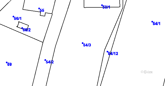Parcela st. 54/3 v KÚ Horky u Tábora, Katastrální mapa