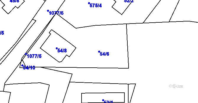 Parcela st. 54/6 v KÚ Horky u Tábora, Katastrální mapa