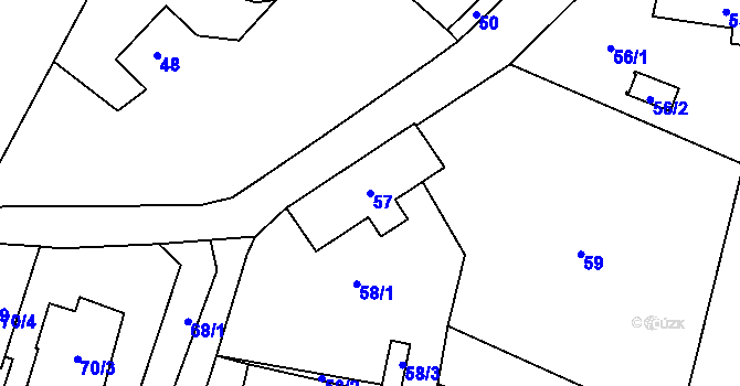 Parcela st. 57 v KÚ Horky u Tábora, Katastrální mapa