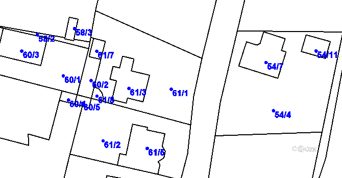 Parcela st. 61/1 v KÚ Horky u Tábora, Katastrální mapa