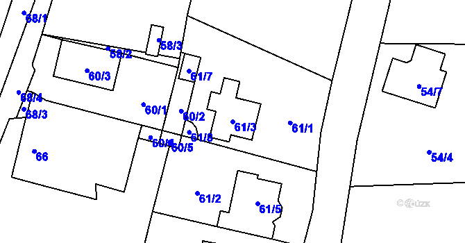 Parcela st. 61/3 v KÚ Horky u Tábora, Katastrální mapa