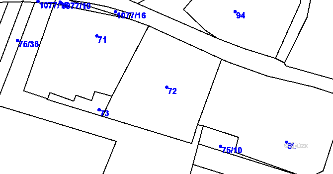 Parcela st. 72 v KÚ Horky u Tábora, Katastrální mapa