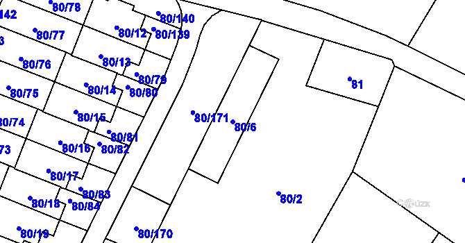 Parcela st. 80/6 v KÚ Horky u Tábora, Katastrální mapa
