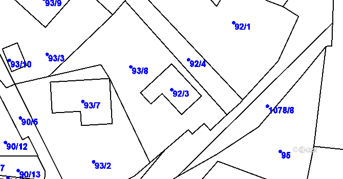 Parcela st. 92/3 v KÚ Horky u Tábora, Katastrální mapa