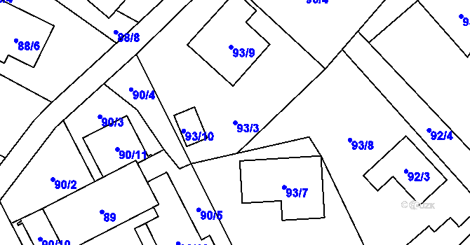 Parcela st. 93/3 v KÚ Horky u Tábora, Katastrální mapa