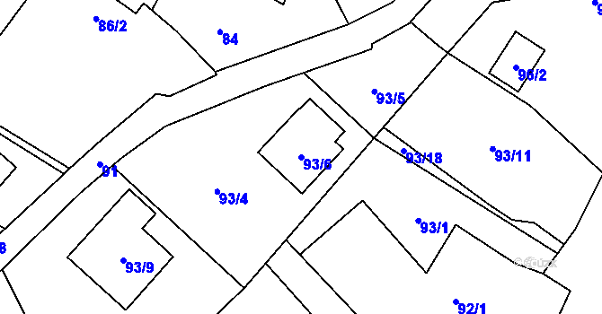 Parcela st. 93/6 v KÚ Horky u Tábora, Katastrální mapa