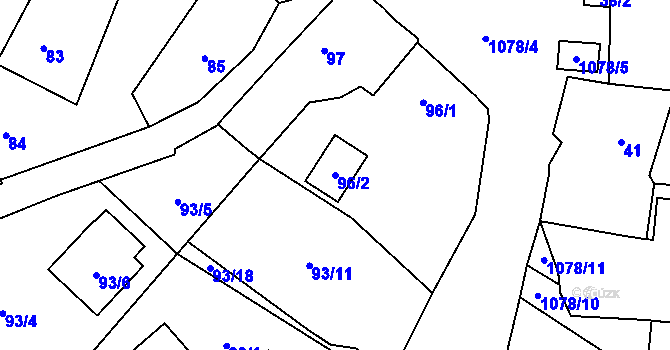 Parcela st. 96/2 v KÚ Horky u Tábora, Katastrální mapa
