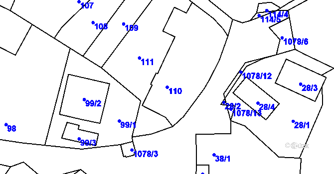 Parcela st. 110 v KÚ Horky u Tábora, Katastrální mapa
