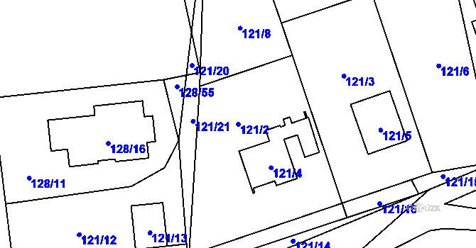 Parcela st. 121/2 v KÚ Horky u Tábora, Katastrální mapa