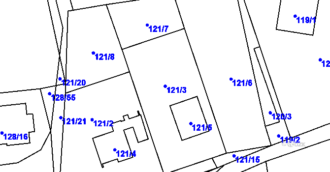 Parcela st. 121/3 v KÚ Horky u Tábora, Katastrální mapa