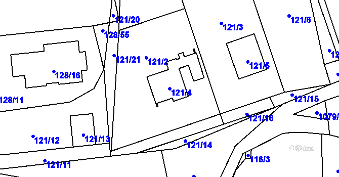 Parcela st. 121/4 v KÚ Horky u Tábora, Katastrální mapa