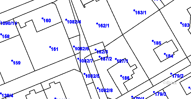 Parcela st. 162/3 v KÚ Horky u Tábora, Katastrální mapa