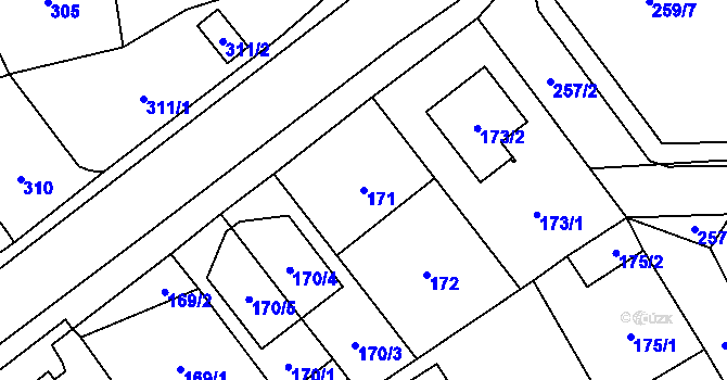 Parcela st. 171 v KÚ Horky u Tábora, Katastrální mapa