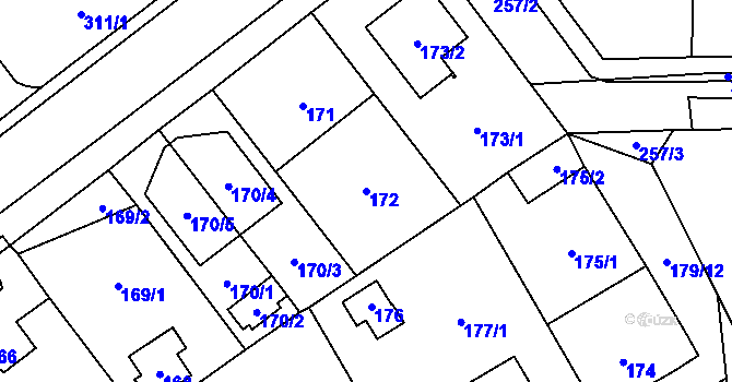 Parcela st. 172 v KÚ Horky u Tábora, Katastrální mapa
