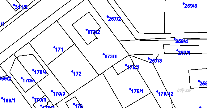 Parcela st. 173/1 v KÚ Horky u Tábora, Katastrální mapa