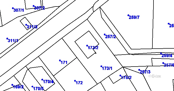 Parcela st. 173/2 v KÚ Horky u Tábora, Katastrální mapa