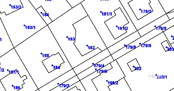 Parcela st. 182 v KÚ Horky u Tábora, Katastrální mapa