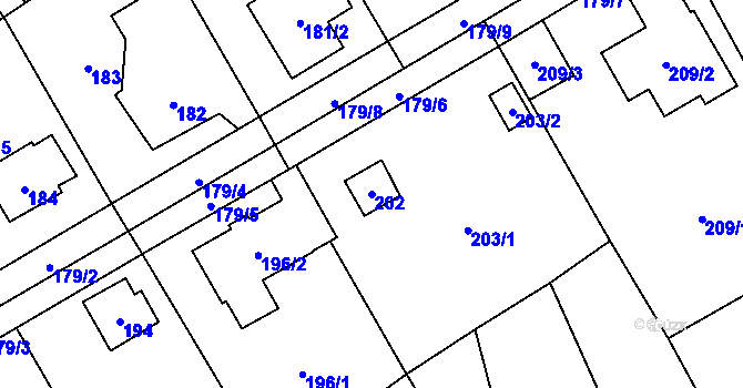Parcela st. 202 v KÚ Horky u Tábora, Katastrální mapa