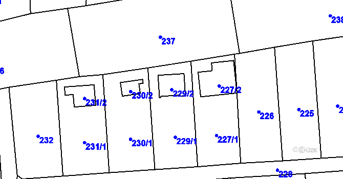 Parcela st. 229/2 v KÚ Horky u Tábora, Katastrální mapa