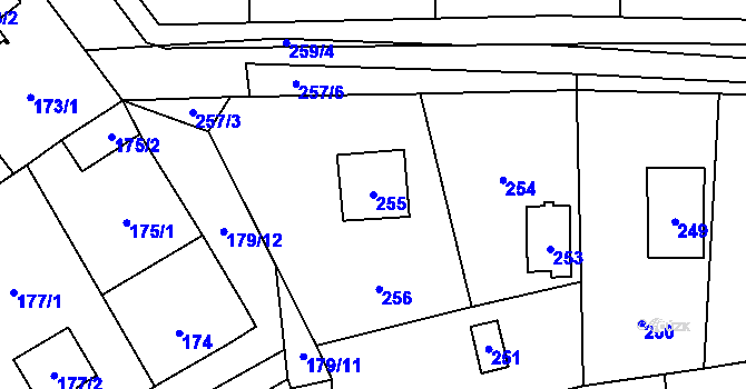 Parcela st. 255 v KÚ Horky u Tábora, Katastrální mapa