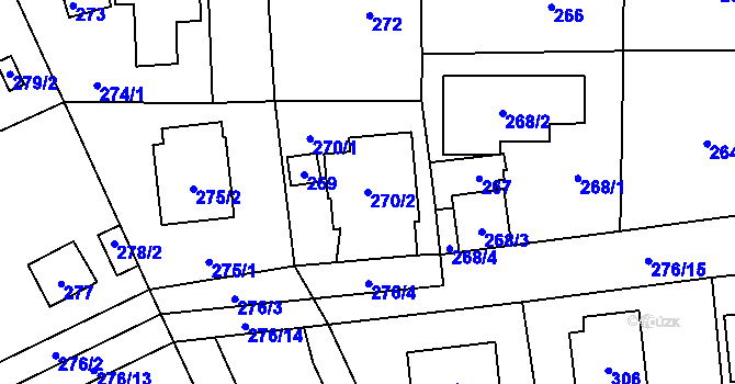 Parcela st. 270/2 v KÚ Horky u Tábora, Katastrální mapa