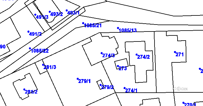 Parcela st. 274/3 v KÚ Horky u Tábora, Katastrální mapa