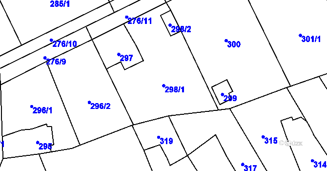 Parcela st. 298/1 v KÚ Horky u Tábora, Katastrální mapa