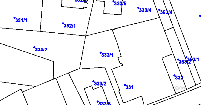 Parcela st. 333/1 v KÚ Horky u Tábora, Katastrální mapa