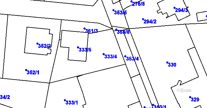 Parcela st. 333/4 v KÚ Horky u Tábora, Katastrální mapa
