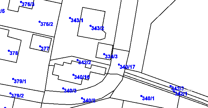 Parcela st. 334/3 v KÚ Horky u Tábora, Katastrální mapa
