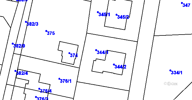 Parcela st. 344/1 v KÚ Horky u Tábora, Katastrální mapa