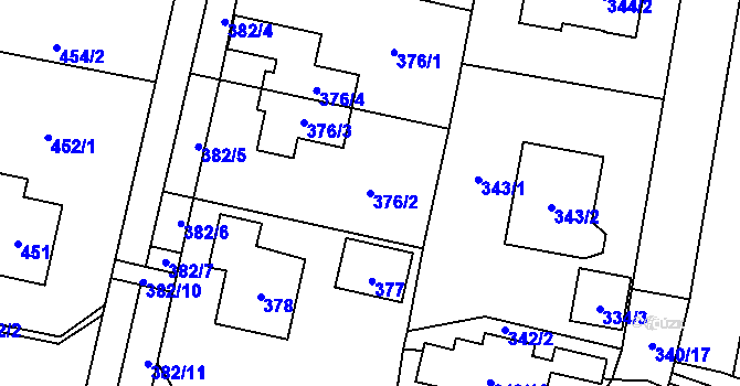 Parcela st. 376/2 v KÚ Horky u Tábora, Katastrální mapa