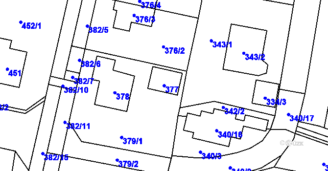 Parcela st. 377 v KÚ Horky u Tábora, Katastrální mapa