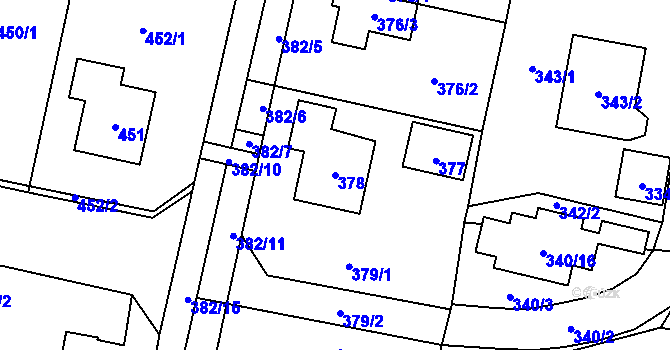 Parcela st. 378 v KÚ Horky u Tábora, Katastrální mapa