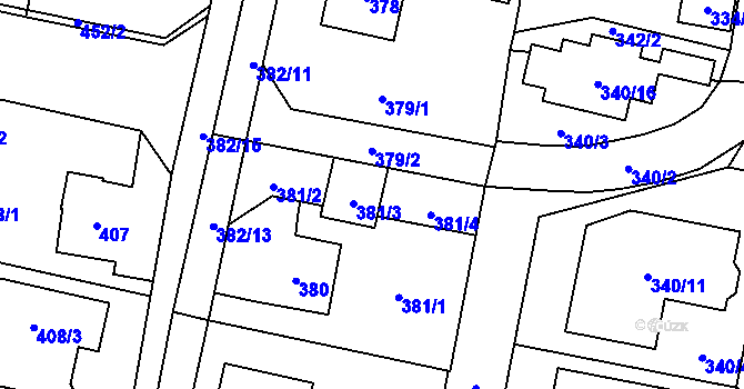 Parcela st. 381/2 v KÚ Horky u Tábora, Katastrální mapa