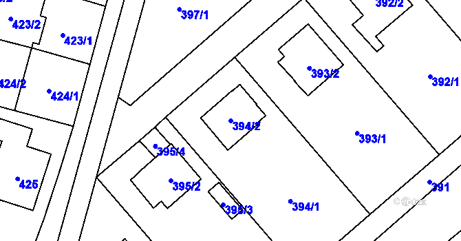 Parcela st. 394/2 v KÚ Horky u Tábora, Katastrální mapa