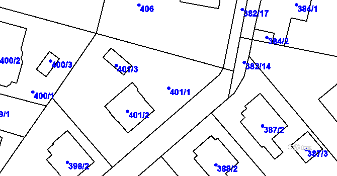 Parcela st. 401/1 v KÚ Horky u Tábora, Katastrální mapa