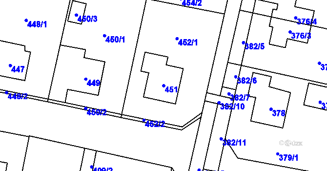 Parcela st. 451 v KÚ Horky u Tábora, Katastrální mapa