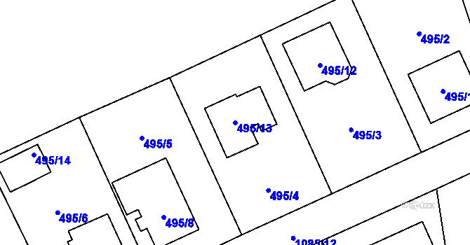 Parcela st. 495/13 v KÚ Horky u Tábora, Katastrální mapa