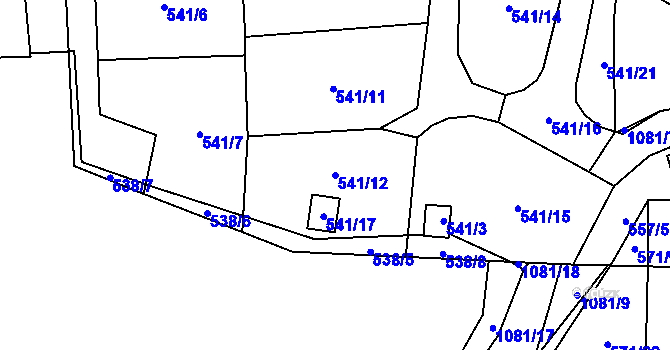 Parcela st. 541/12 v KÚ Horky u Tábora, Katastrální mapa