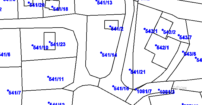 Parcela st. 541/14 v KÚ Horky u Tábora, Katastrální mapa