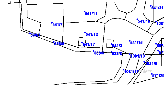 Parcela st. 541/17 v KÚ Horky u Tábora, Katastrální mapa